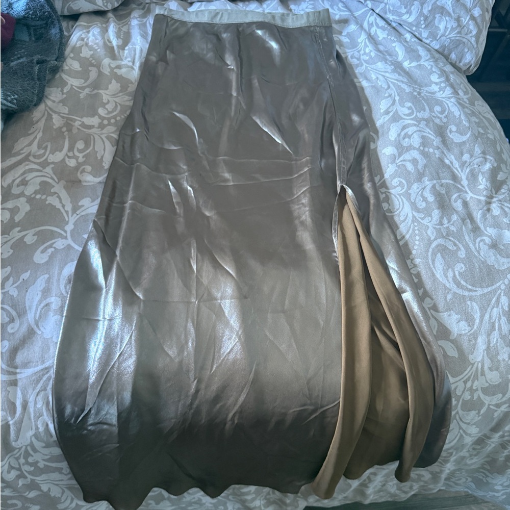 Maxi A-Line Pleated Skirt with Slit